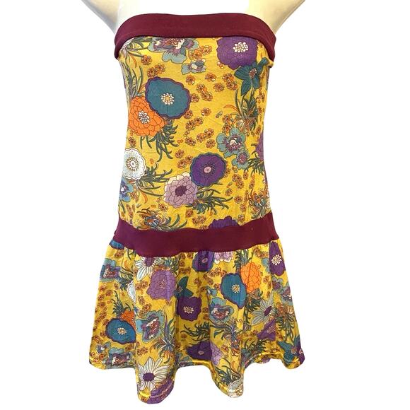 VTGY2K 2000s MexicaliBlues Tube TankTop Minidress Floral Cottage Boho Preppy M/L - Picture 1 of 8